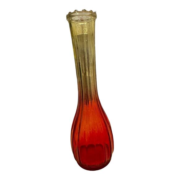 Jeannette Red/Yellow Amberina Glass 8.75" Flower/Bud Vase - Picture 1 of 3